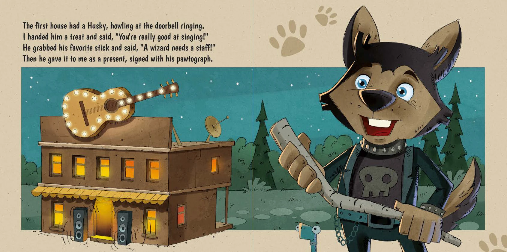Interior spread: Chonky meets a rockstar husky